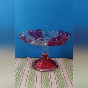Vintage Indiana Glass Clear Pressed Glass Pedestal Candy Dish